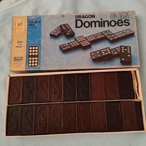Double Nine Dragon Dominoes by Halsam 55 pieces set no. 4132 Milton Bradley